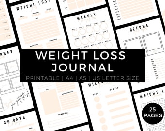 Weight Loss Journal | Printable Weight Loss Tracker | Fitness Planner | Meal Planner | Printable Weight Loss Journal | Weight Loss Tracker