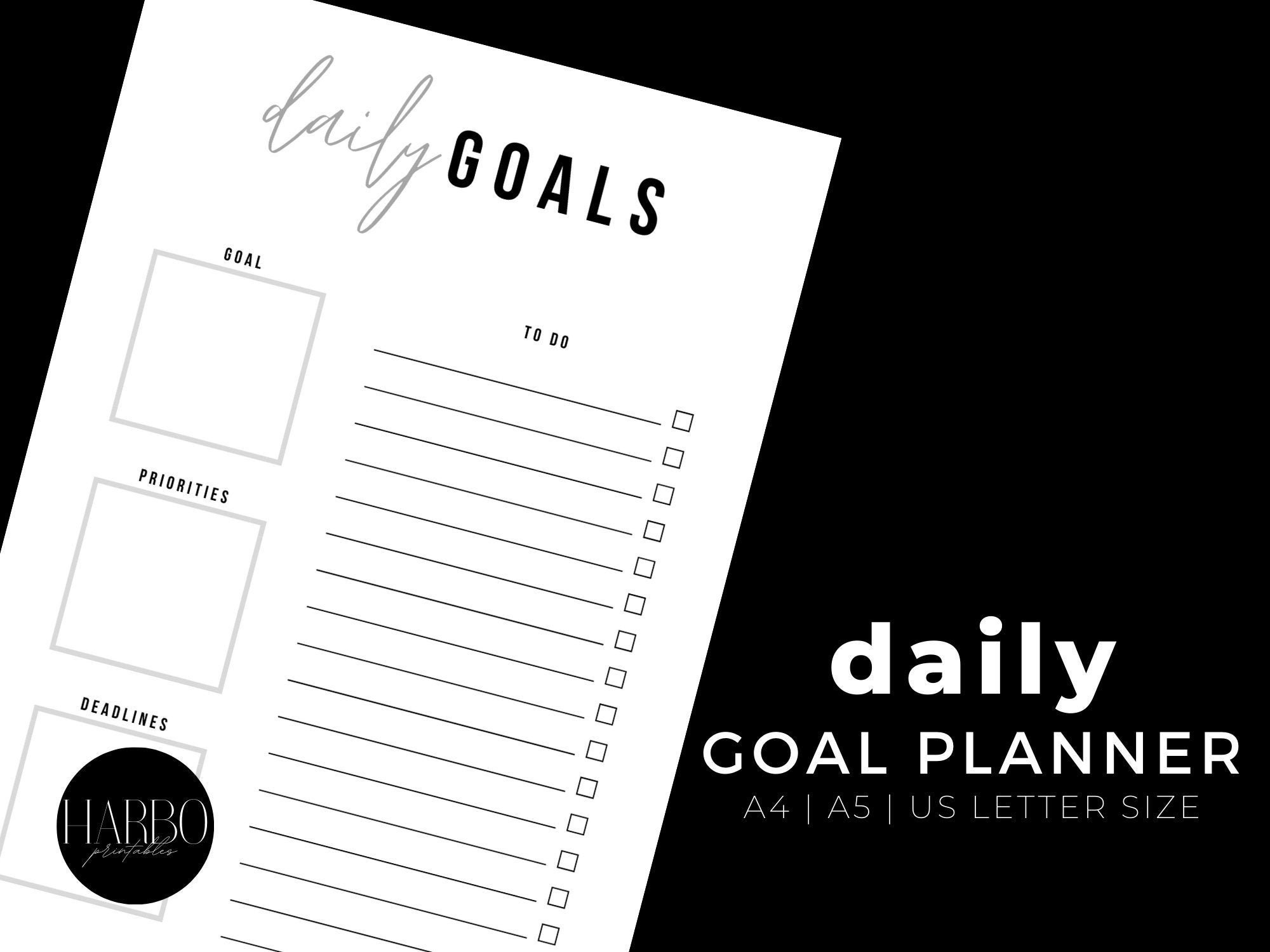 Printable Daily Goal Planner Printable Goal Planner Insert Minimalist Planner Inserts Goal