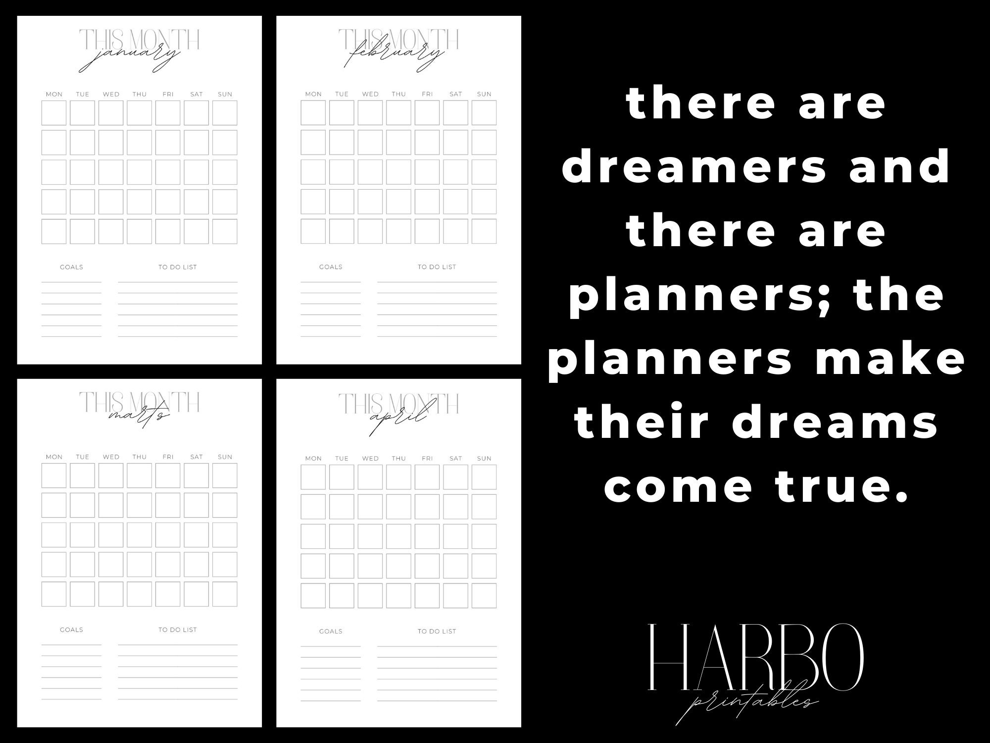 Printable monthly planner bundle printable planner insert etsy