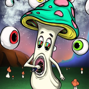 Hungry Mushroom Art Print
