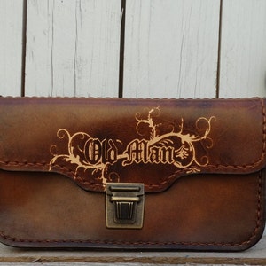 Cartera, dinero y bolso de documentos bolso de cuero marrón * único * marrón oscuro * bolso