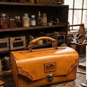 Estojo * Bolsa * Estojo de barbeiro * Bolsa para ferramentas * Estojo para câmera * Bolsa de cabeleireiro * Couro * Costurado à mão * Bolsa para ferramentas
