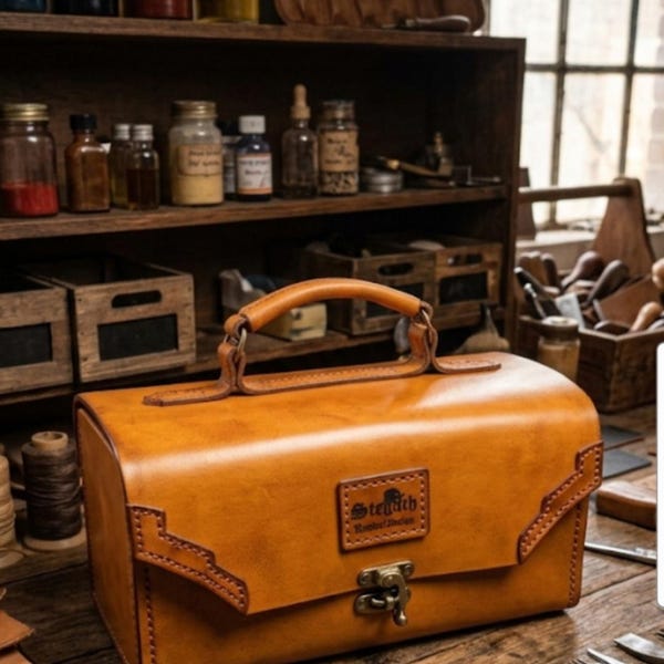 Estojo * Bolsa * Estojo de barbeiro * Bolsa para ferramentas * Estojo para câmera * Bolsa de cabeleireiro * Couro * Costurado à mão * Bolsa para ferramentas
