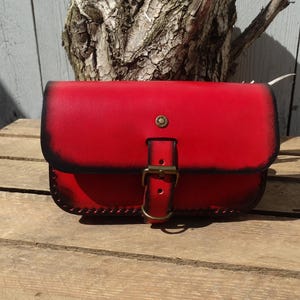 Gürteltasche * Funny Bag * rot-schwarz * Leder * Unikat * für Mann und Frau * handgenäht *