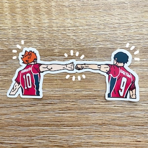 Hinata & Kageyama Fist Bump Die Cut Sticker | Matte, Waterproof Matte, Laptop Sticker
