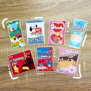 BT21 Snacks Die Cut Stickers | Matte, Waterproof, Laptop Sticker