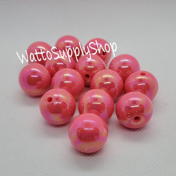 20mm AB Coral Shiny Chunky Beads / Bag of 10 Beads / Bubblegum Beads / DIY and Crafting Supplies / Jewelry Creations