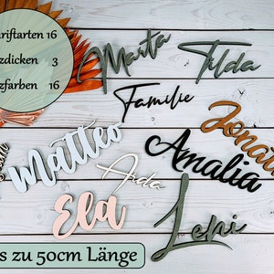 Personalisierter Schriftzug Holz Türschild für Kinderzimmer Wunschname Holzschild Namensschild Kinderzimmer Schriftzug Wand Bild 1