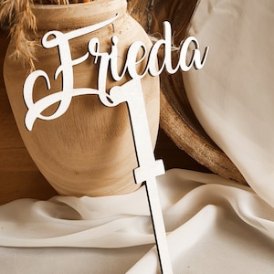 Topper per torta di compleanno personalizzato in legno con nome e numero | decorazione per torta | Decorazione torta | Festa per bambini | Rovere noce ciliegio