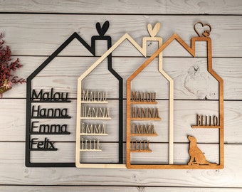 House with name made of wood | Topping out gift | Housewarming gift family gift personalized made of wood with name