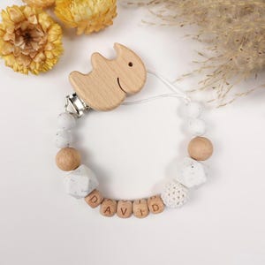 Cadena de chupete personalizada con nombre, regalo de bebé, cadena de chupete, nacimiento, regalo, clip de chupete,