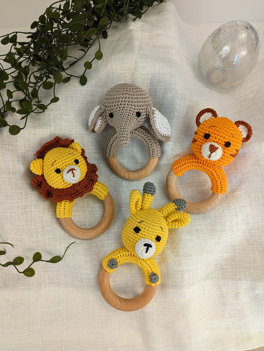 Personalized Wooden Rattle Animals Baby Toys Wooden Toys Engraved Baby