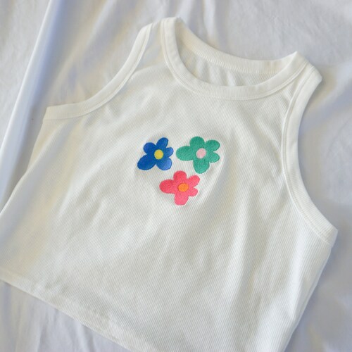 Flower Power Ribbed Tank - Etsy