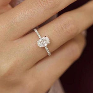 Oval Moissanite Bridal Ring, 1.5ct Diamond Bridal Ring, Rose White Gold Matching Ring, Moissanite Engagement Ring, Anniversary Ring Gift