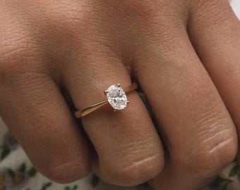 1.5 Ct Oval Cut Moissanite Ring Oval Engagement Ring Moissanite Solitaire Wedding Proposal Ring Oval Solitaire Moissanite Engagement Ring