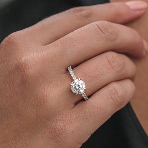 Hidden Halo Ring / 2ct Round Cut Moissanite Engagement Ring / Anniversary Promise Ring / Stackable Ring / Solid Gold Ring / Handcrafted Ring