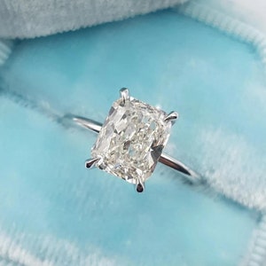Elongated 3 CT Cushion Cut Moissanite Engagement Ring Hidden Halo Wedding Ring Cathedral Set Solitaire Wedding Ring Anniversary Gifts/Ring