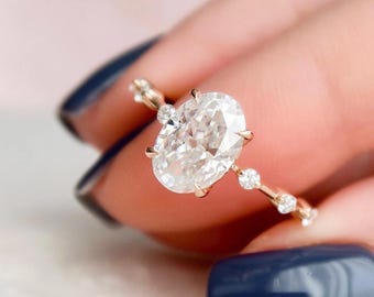 2.5Ct Oval Cut Moissanite Ring Oval Engagement Ring Anniversary Gift Unique Solitaire Ring Classic Promise Ring Statement Ring For Her