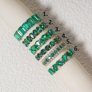 Emerald 14K Gold Full Eternity Band May Birthstone Matching Band Wedding Ring Green Gemstone Ring Gift for Women Stacking Band Promise Ring