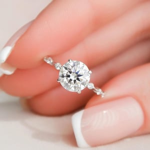 Moissanite 1.5ct Round Cut Engagement Ring, Round Solitaire Ring, 14k Solid Gold Ring, Anniversary Gift Ring, Bridal Ring, Personalized Gift