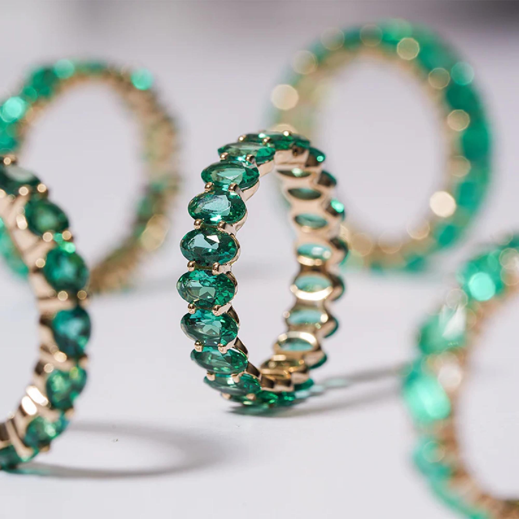 Emerald 14K Gold Full Eternity Band May Birthstone Matching Band ...