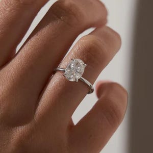 3ct Oval Cut Moissanite Engagement Ring, Oval Solitaire Moissanite Ring, 14k Solid Gold Ring, Anniversary Gift Ring, Bridal Ring, Daily Ring