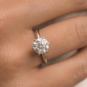 2ct Round Cut Moissanite Engagement Ring Unique Pave Diamond Wedding Ring Classic 6 Prongs Solitaire Ring Vintage Ring Anniversary Gift