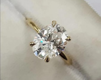 2.5ct Oval Cut Moissanite Engagement Ring / Oval Solitaire Moissanite Ring / 14k Gold Ring / Anniversary Gift Ring / Bridal Ring, Daily Ring