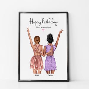 Gepersonaliseerde beste vriend verjaardagsafdruk, besties, BFF, vrienden, verjaardagskaart, wenskaart, custom, vriendschap, aandenken