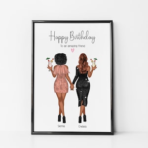 Gepersonaliseerde beste vriend verjaardagsafdruk, besties, BFF, vrienden, verjaardagskaart, wenskaart, custom, vriendschap, aandenken