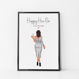 Personalisierte digitale beste Freundin Hen Party Print, Freunde, Braut, Grußkarte, Andenken, Hen Party, Hen Do, Brautparty, zukünftige Mrs