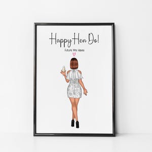 Personalisierte digitale beste Freundin Hen Party Print, Freunde, Braut, Grußkarte, Andenken, Hen Party, Hen Do, Brautparty, zukünftige Mrs