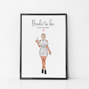 Personalisierte digitale beste Freundin Hen Party Print, Freunde, Braut, Grußkarte, Andenken, Hen Party, Hen Do, Brautparty, zukünftige Mrs