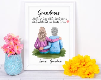 Personalised Grandmother Print, Grandma, Grandaughter, Mother, Family, Gift, Mothers Day, Birthday, Grandparent, Grandchildren, Nanna, Nanny