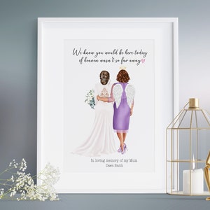 Personalizado En memoria de mi impresión de boda de mamá, novia, madre, pérdida de mamá, memoria, recuerdo, memorial, boda, recuerdo de boda, mamá