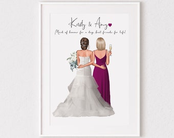 Digital personalised Bride and Maid of Honour Print, Best Friend Print, Maid of Honour Gift, Maid of Honour Proposal, Bride Gift