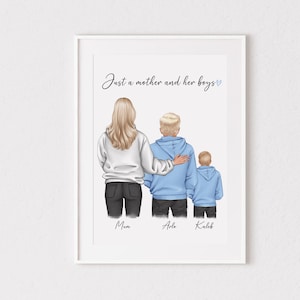 Impresión personalizada de madre e hijo, madre, hijo, regalo, mamá, mamá, mamá, cumpleaños, día de las madres