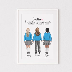Gepersonaliseerde print schoolvrienden, schoolverlater, beste vrienden, cadeau schoolverlaters, klas van 2023, besties, BFF, vrienden, schoolvrienden
