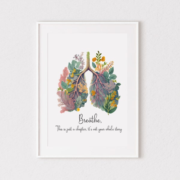 Mental Health Print, Breathe, Psychology, Positive Quote, Decor, Wall Art