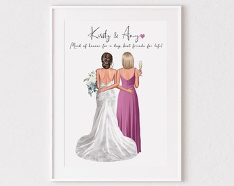 Digital ersonalised Bride and Maid of Honour Print, Best Friend Print, Maid of Honour Gift, Maid of Honour Proposal, Bride Gift,