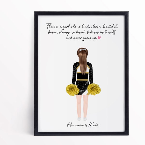 Personalised Cheerleading Girl Print, Cheerleading Gift, Wall Art, Wall Decor, Poster, Teen, Teenager, Girl, Sport, Cheerleader, Cheer