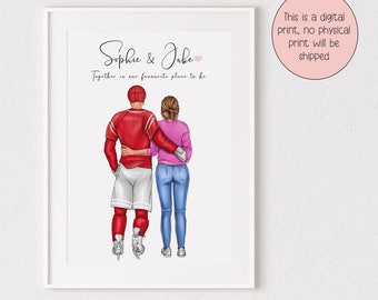 Personalized Couple Hockey Two-sided T-shirt, Hockey Partners For Life Couple Valentines Day Gift For Hockey Lovers Hockey124