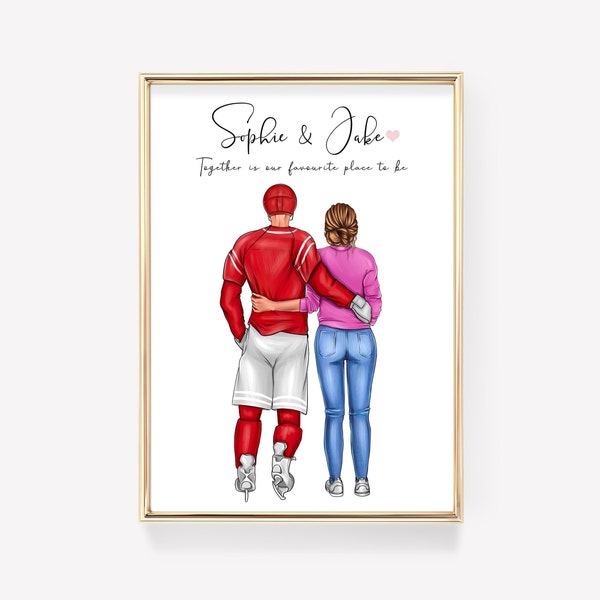 Personalised Couple print, Hockey, Girlfriend, Boyfriend, Gifts for her, Best Friends, Valentines Day Gift, Customised, Love,