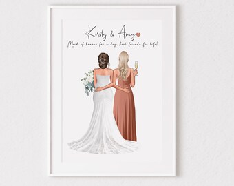 Digital Personalised Bride and Maid of Honour Print, Best Friend Print, Maid of Honour Gift, Maid of Honour Proposal, Bride Gift