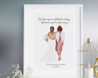 Digital Personalised In memory of my mum wedding print, bride, mother, mom loss, memory, keepsake, memorial, wedding, wedding remembrance,