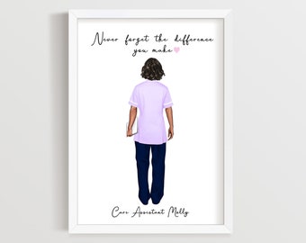 Personalised Female Carer Print, A4, A5, Midwife, Veterinary Nurse, Vet, Mental Health Nurse, Carer, Nurse, Health Care Assistant, Gift, NHS