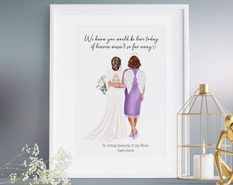 Digital personalised In memory of my mum wedding print, bride, mother, mom loss, memory, keepsake, memorial, wedding, wedding remembrance,