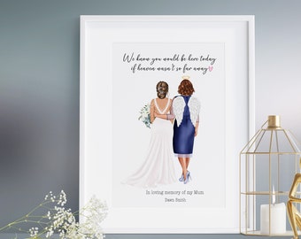 Digital personalised In memory of my mum wedding print, bride, mother, mom loss, memory, keepsake, memorial, wedding, wedding remembrance,