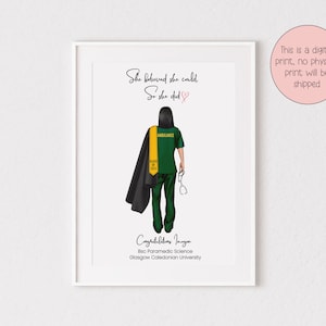 Personalised Digital Paramedic Graduation Print, Paramedic, Gift, Doctor, Nurse, Emergency Services, Ambulance, Friends, Hero, NHS, Graduate