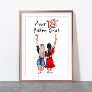 Personalised Birthday Print, Friend Print, Bestie, BFF, Any Age, 21st, 18th, 16th, Daughter, Gifts for her, Best Friends, Custom, Girls